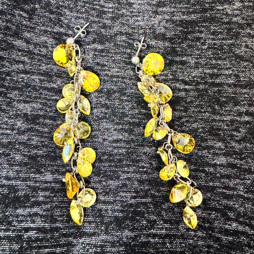 Yellow Swarovski crystals, fancy-  Dangle Earrings